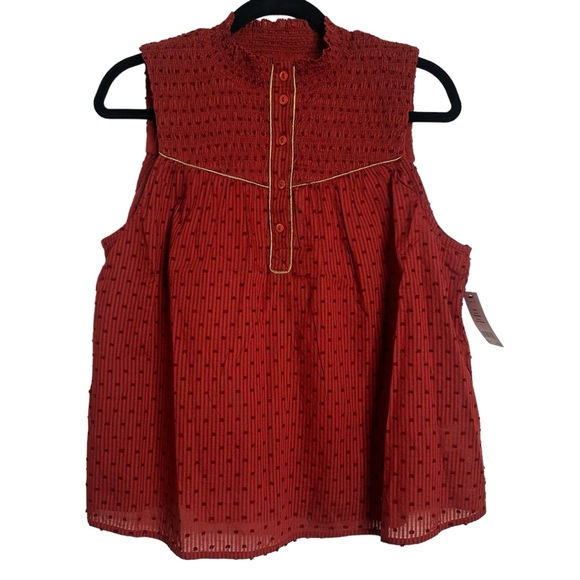 NWT Joie Josea Striped Fil Coupe Cotton Jacquard Top in Russet Brown, Size L - Picture 4 of 11